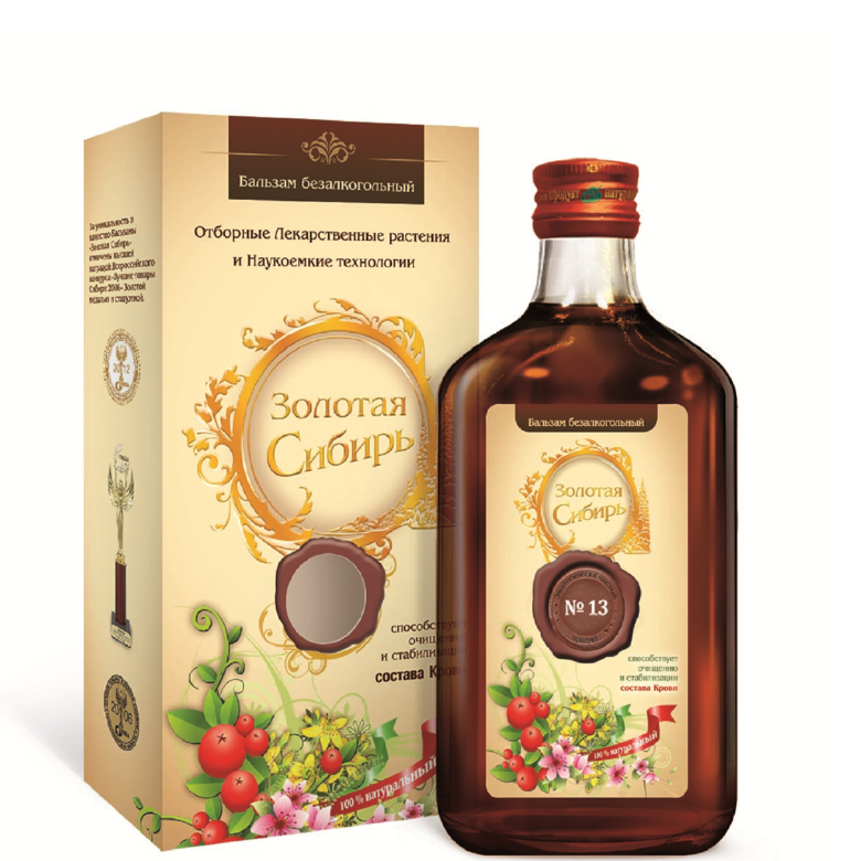 Бальзам Золотая Сибирь №13 Чистая кровь, Сиб-Крук, 250 мл.