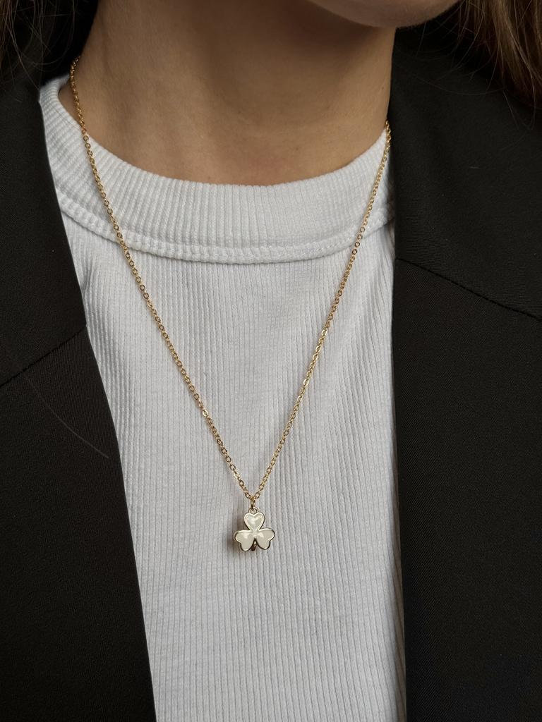 Подвеска Клевер позолота, эмаль