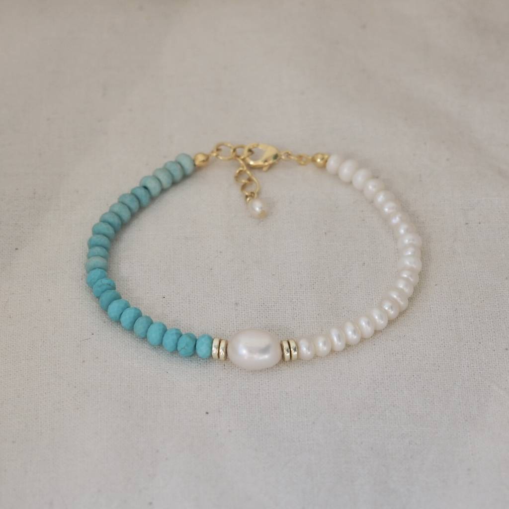 Браслет из жемчуга и турквенита