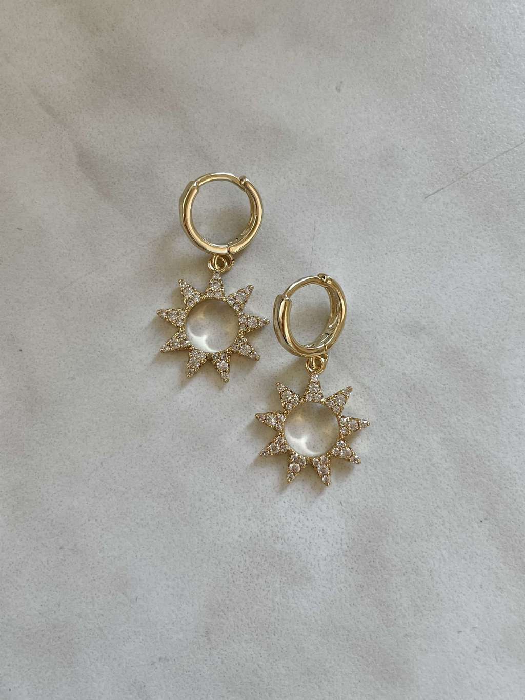 Серьги Солнце с фианитами