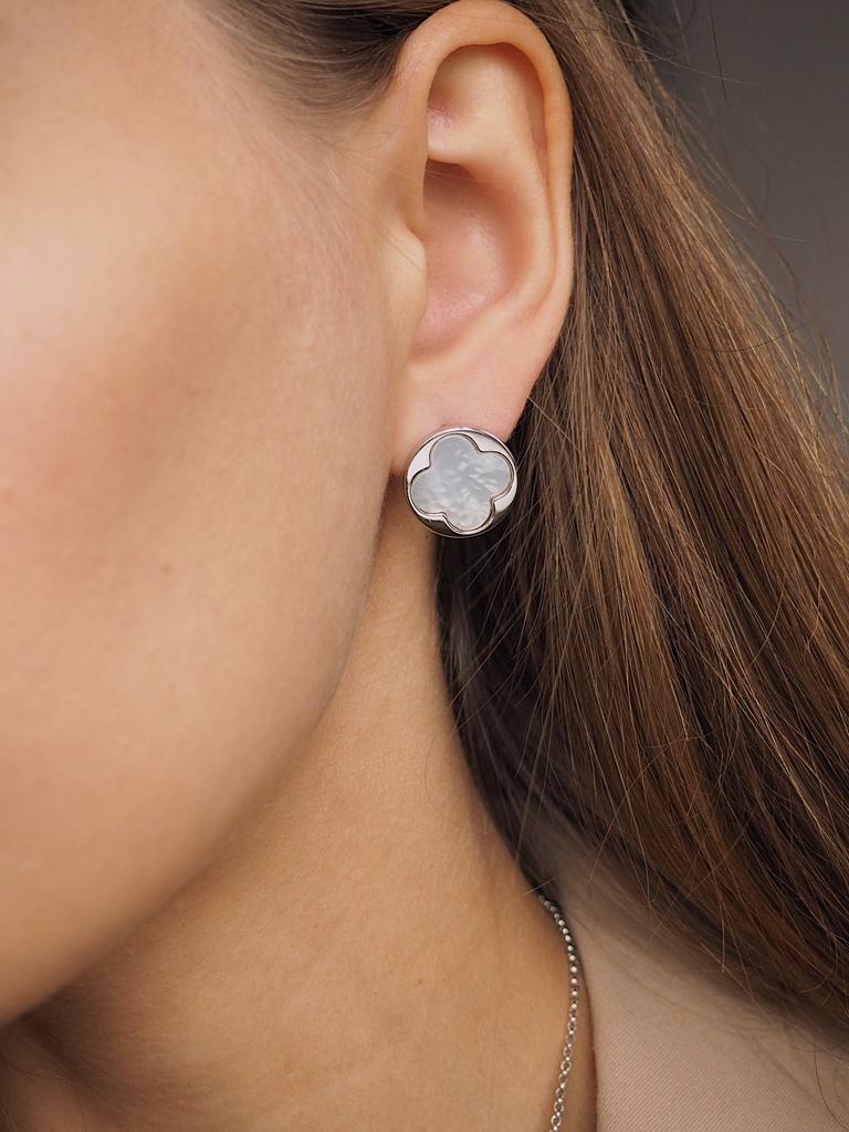 Серьги Клевер с перламутром