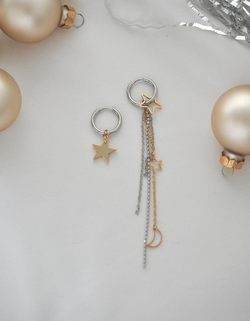 Асимметричные серьги-трансформеры с 3 подвесками STARRING