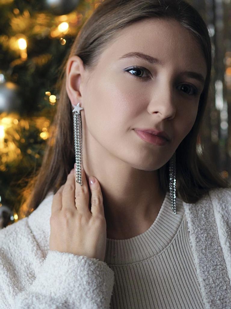 Серьги с цепочками Кометы