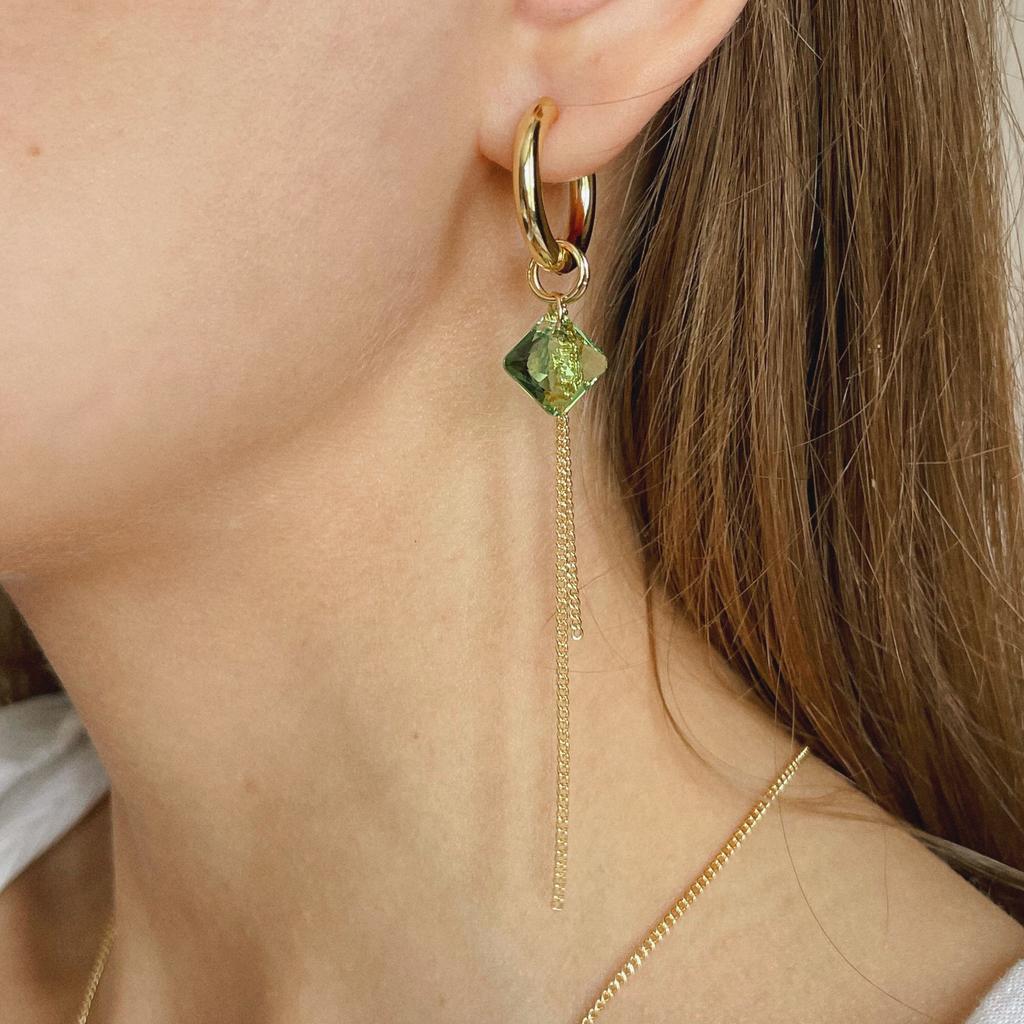 Серьги-трансформеры с кристаллами Sw - 4 подвески