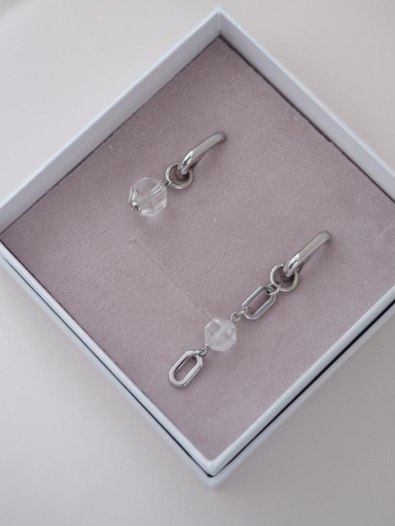 Серьги-трансформеры асимметричные с хрусталем