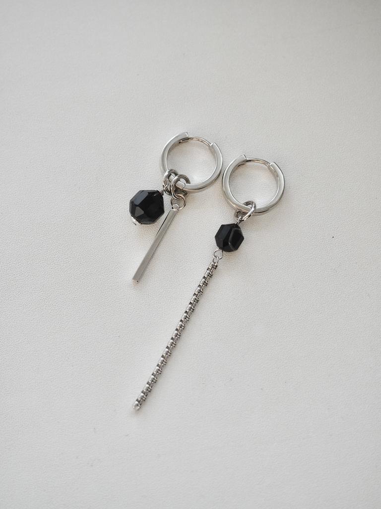 Серьги-трансформеры с черным агатом
