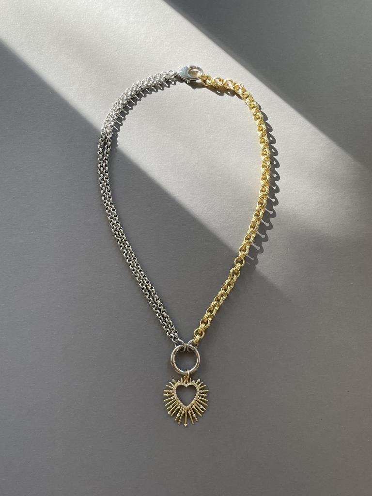 Колье микс металлов со съемной подвеской