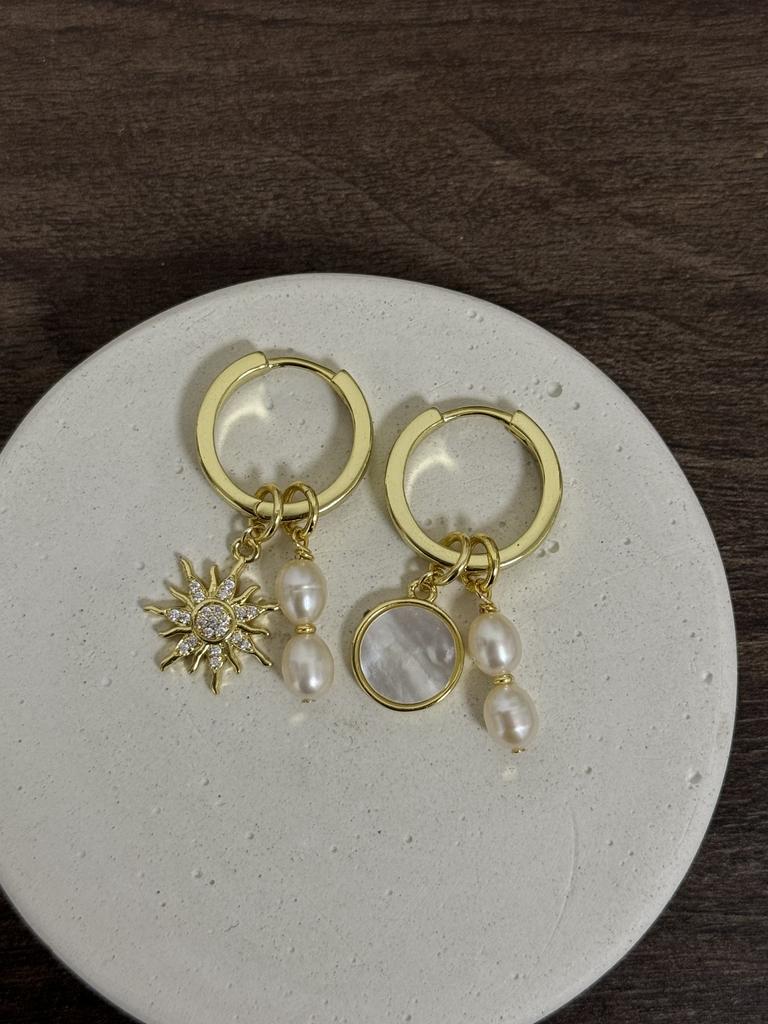 Серьги-трансформеры с натуральным жемчугом и перламутром