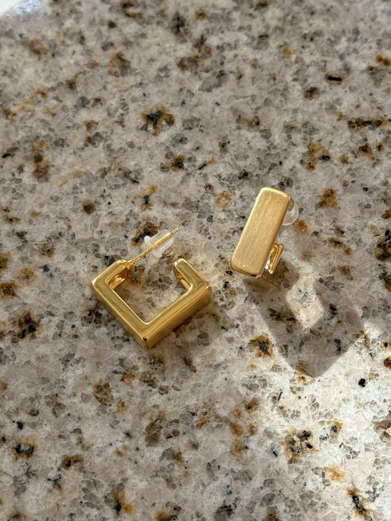 Серьги  Квадрат BRUSH позолота