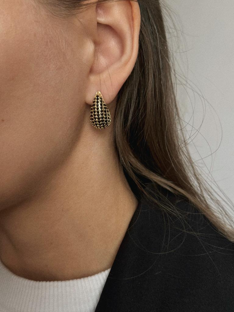 Серьги-капли с черным фианитами