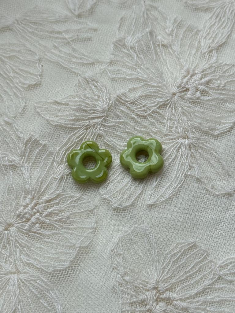 Съемные подвески на серьги Цветы (пара) зеленые