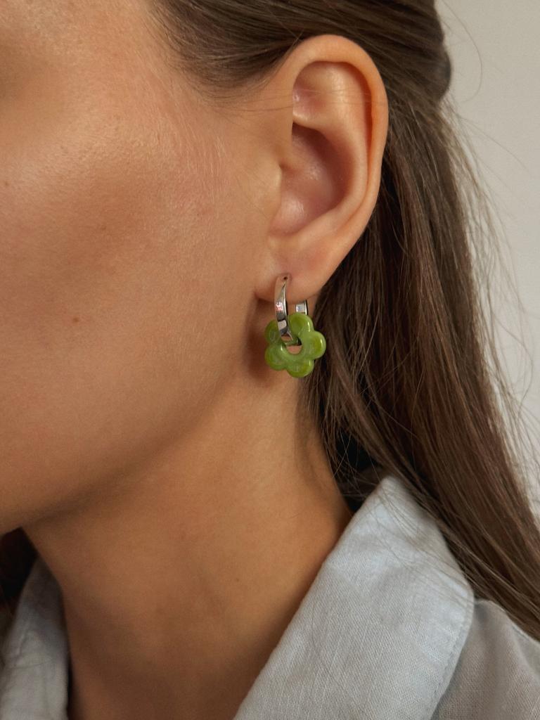 Серьги-трансформеры с подвесками GREEN FLOWERS