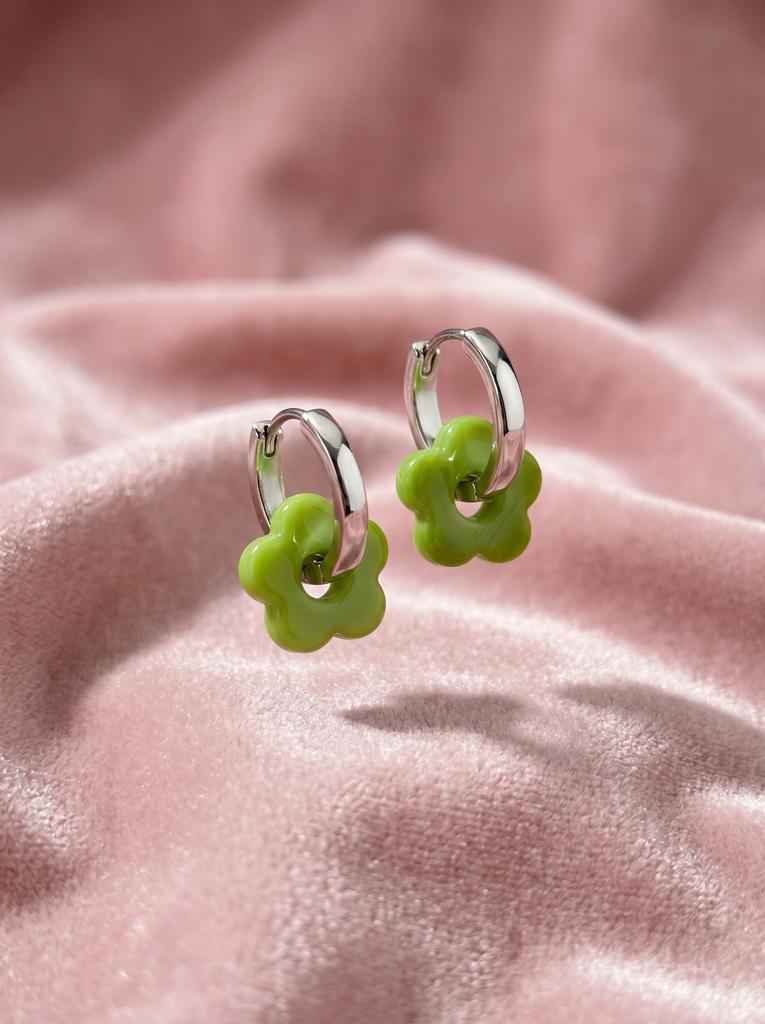 Серьги-трансформеры с подвесками GREEN FLOWERS