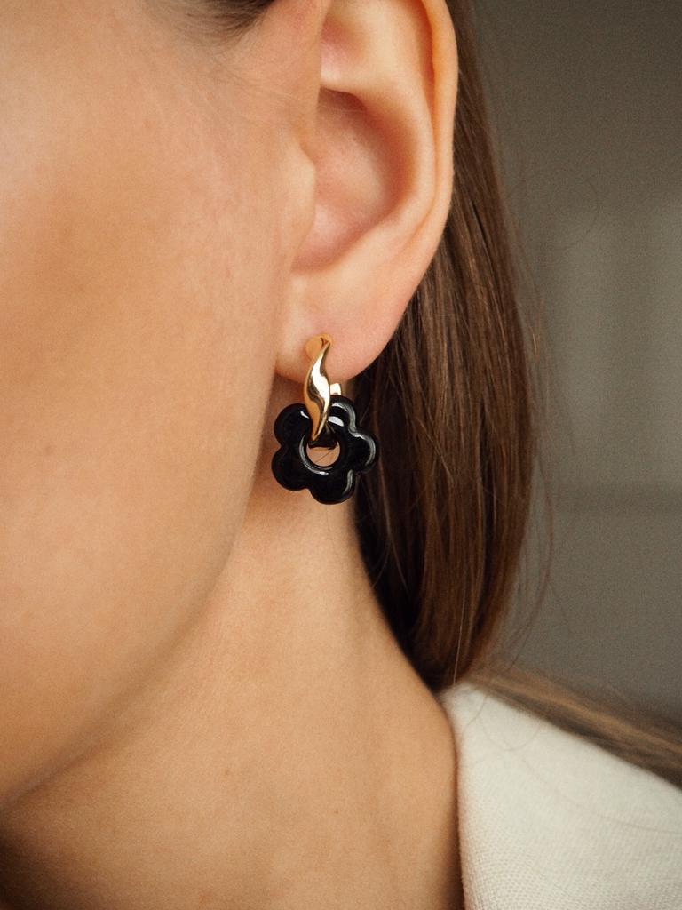 Серьги BLACK FLOWERS gold v. 1