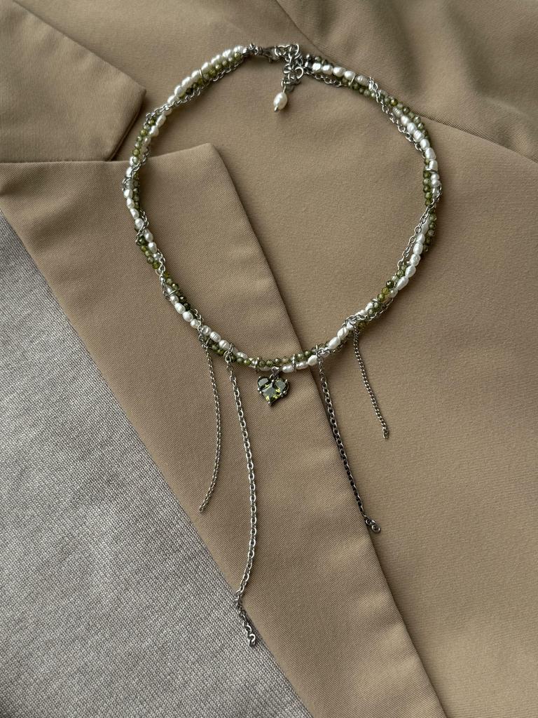 Колье с цепочками KHAKI & PEARLS