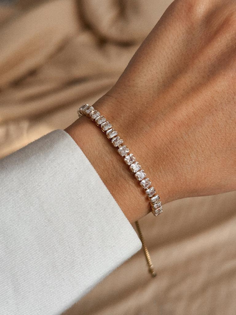 Теннисный браслет золотистый