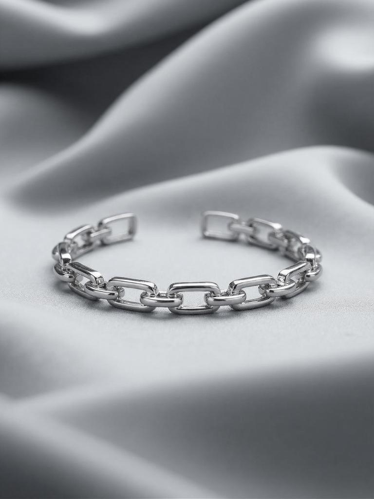 Разъемный браслет цепь серебристый