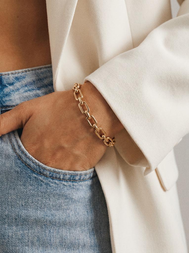 Разъемный браслет цепь золотистый