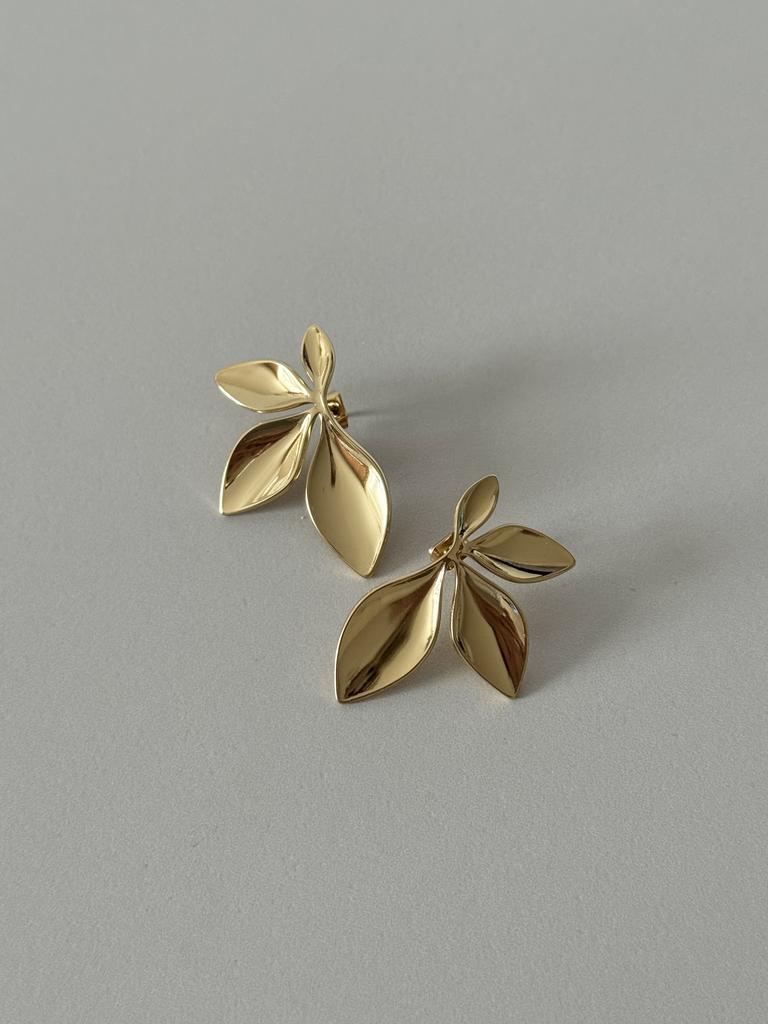 Серьги Листики золотистые