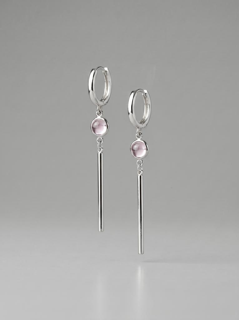 Серьги с розовой вставкой