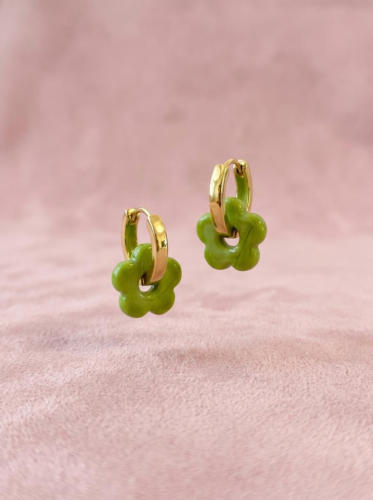 Серьги-трансформеры с подвесками GREEN FLOWERS gold