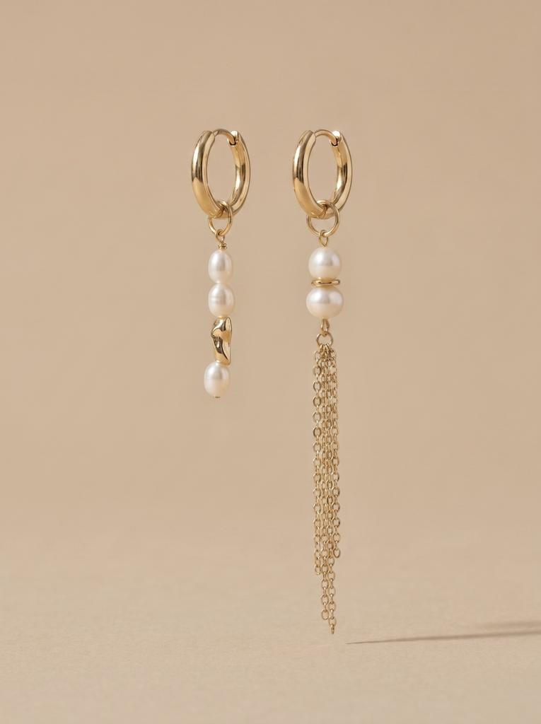 Асимметричные серьги Perle Blanche