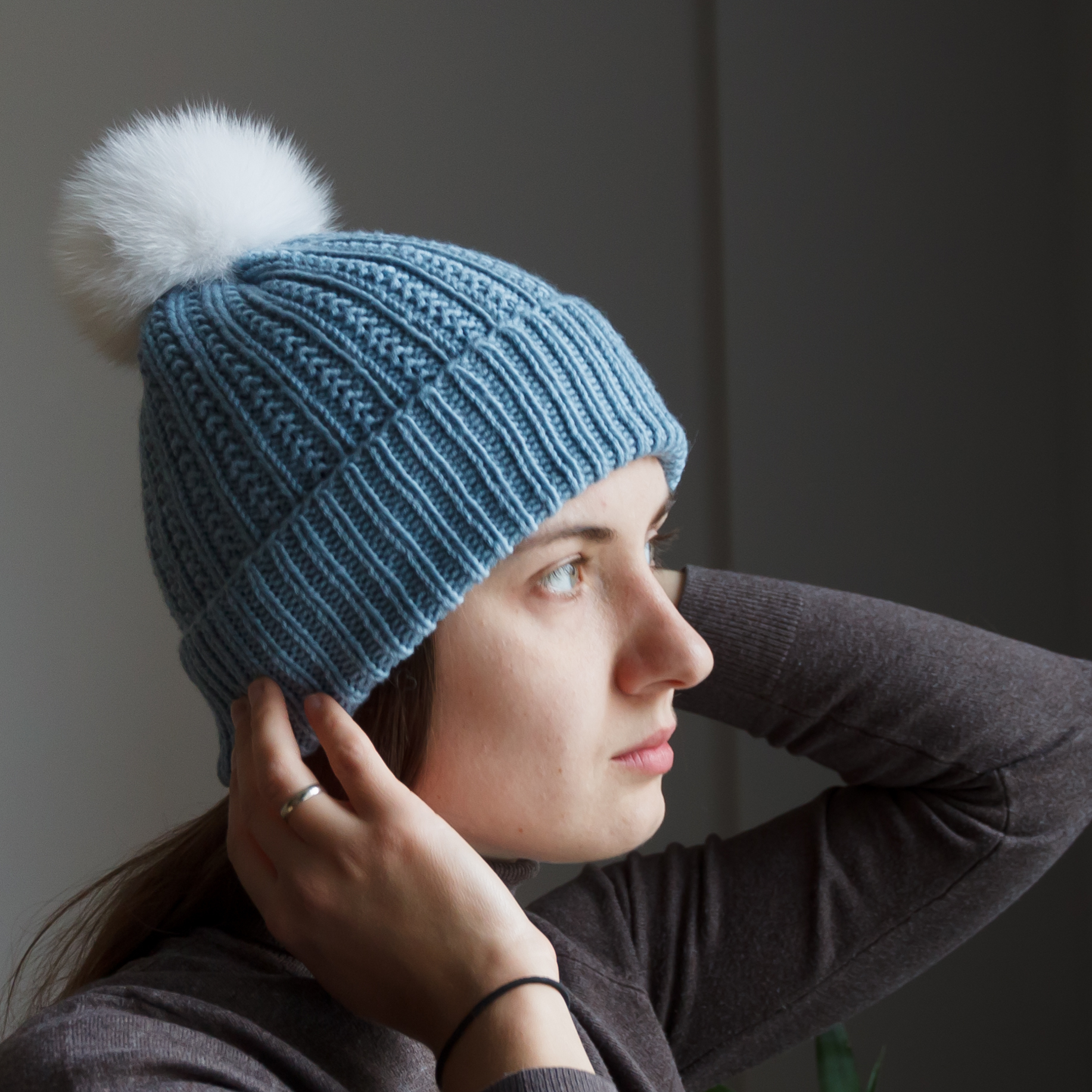 Описание вязания шапки "Jeans hat"