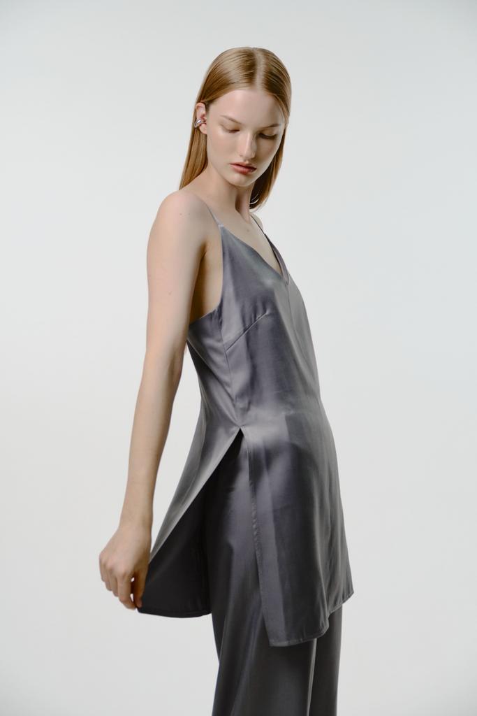 Топ из купра-льна серый