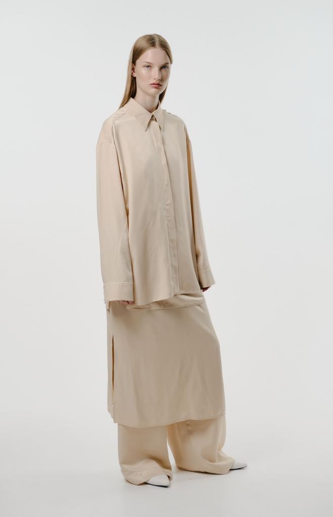 Рубашка из купра-льна бежевая