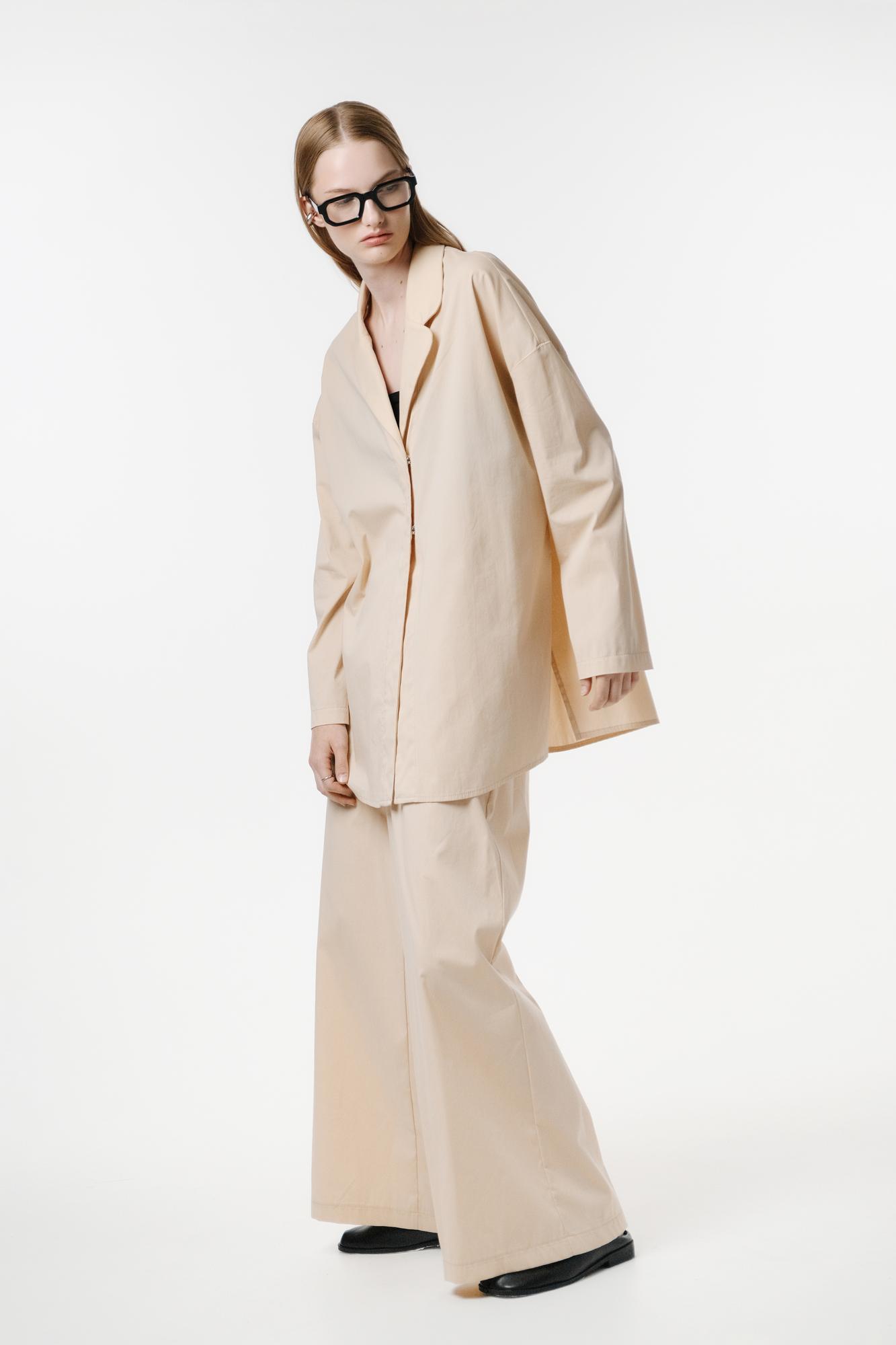 Рубашка из лощеного хлопка бежевая