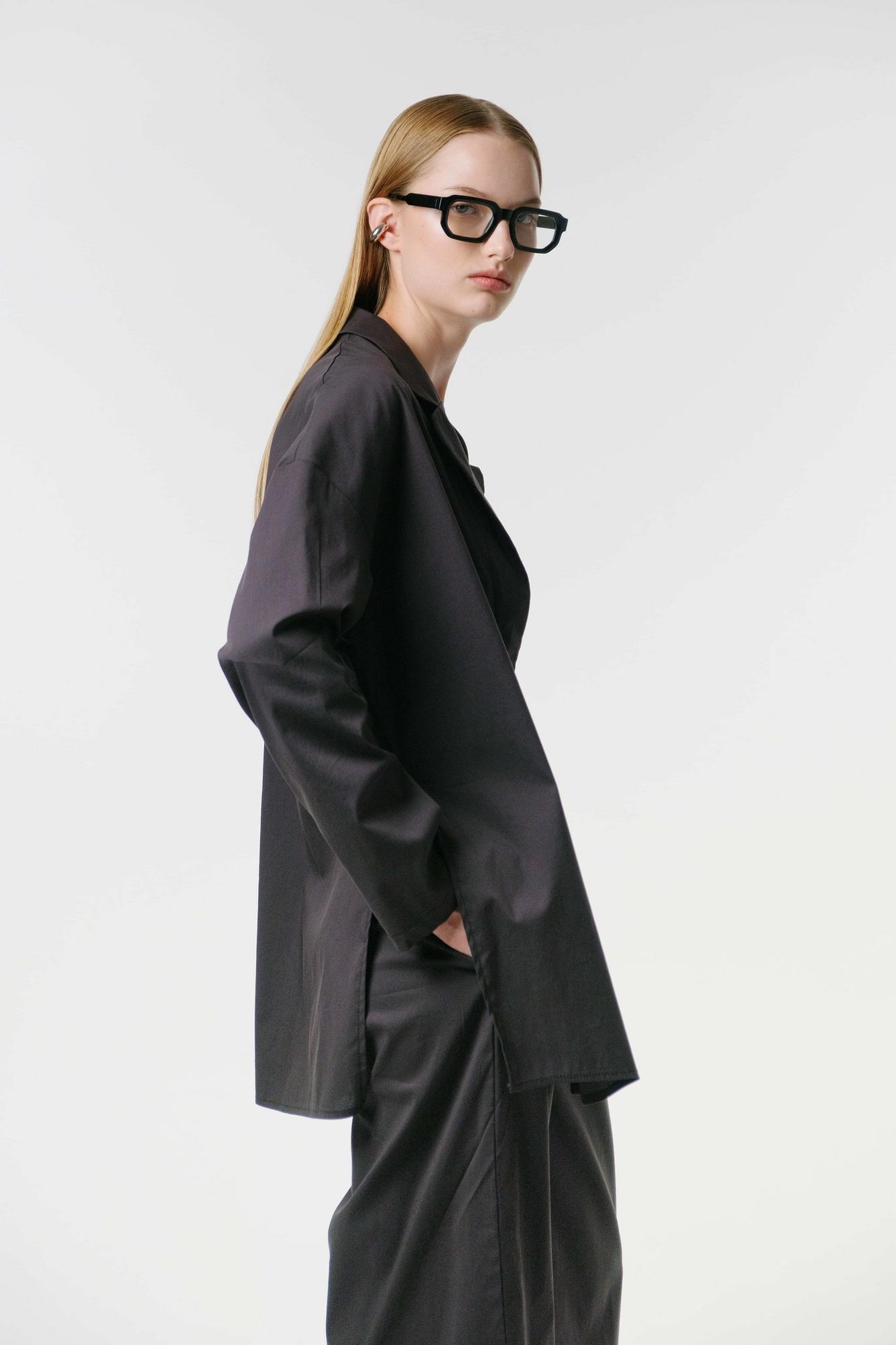 Рубашка из лощеного хлопка черная