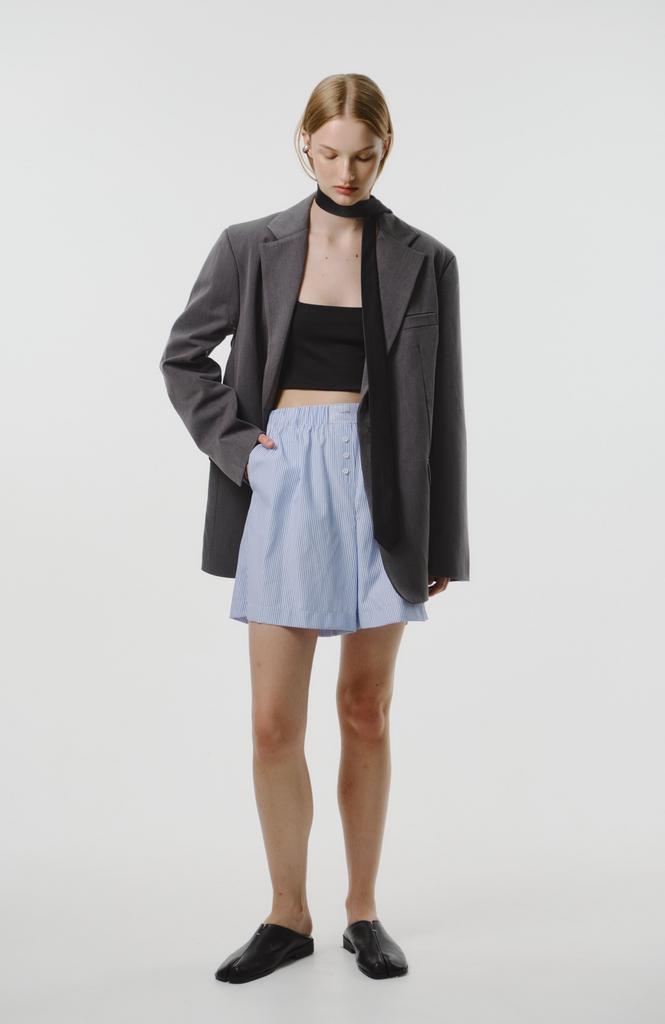 Шорты в пижамном стиле в голубую полоску