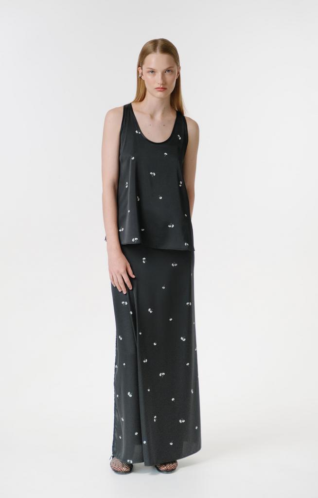 Топ c овальным вырезом и цветочным принтом