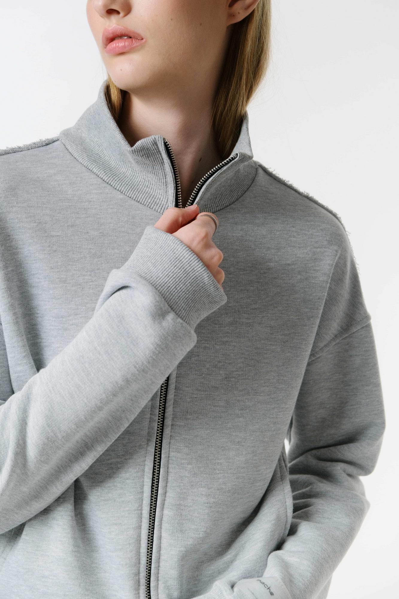 Худи на молнии с воротником стойкой