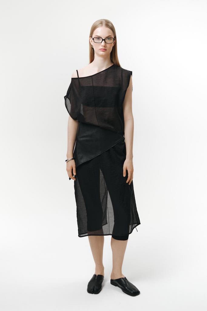 Платье-накидка  из тенсель-органзы в черном цвете