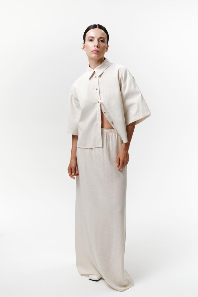 Укороченная рубашка из фактурного льна