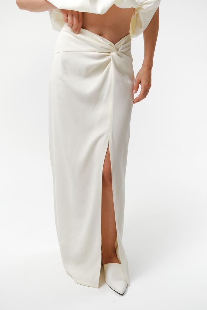 Юбка макси с разрезом из тенселя