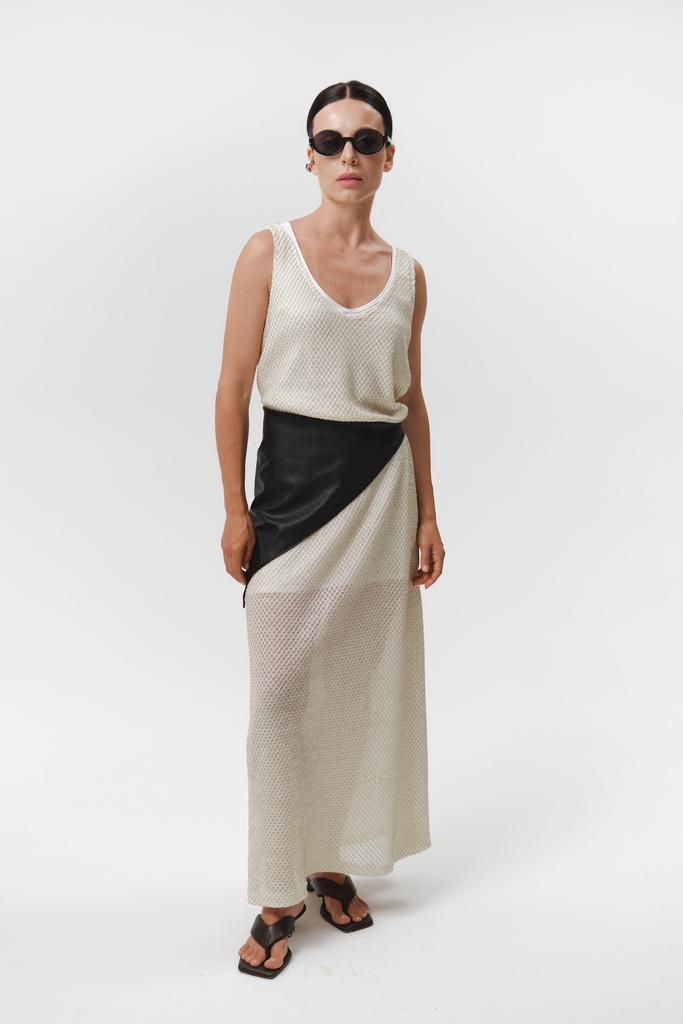 Двойное платье из вязаной ткани кроше