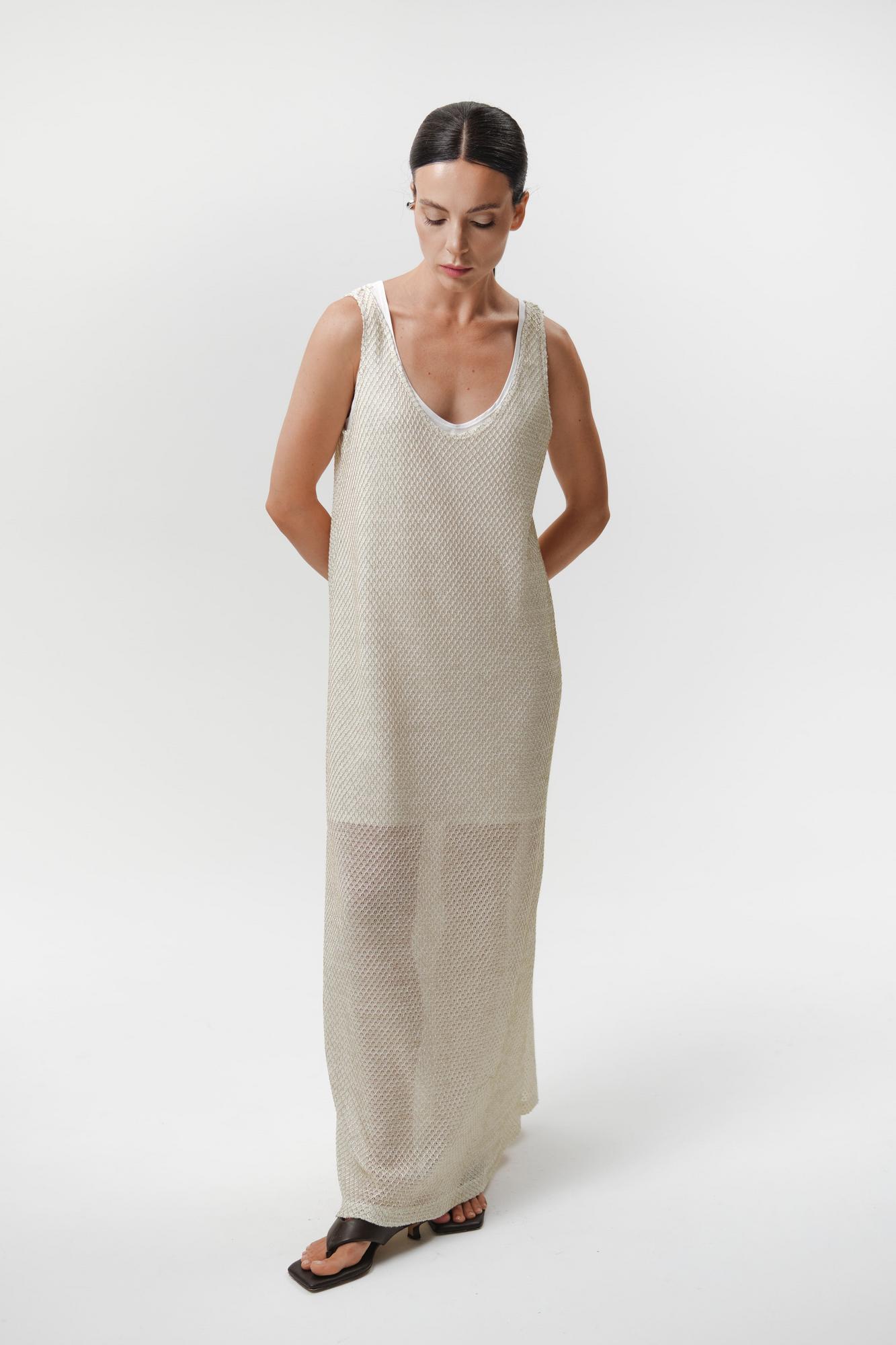 Двойное платье из вязаной ткани кроше