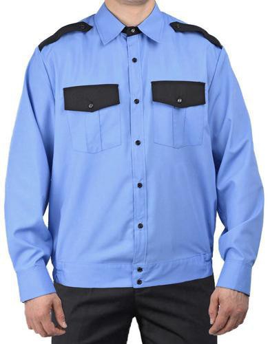 Рубашка мужская "Охрана" (длинный рукав) на резинке, голубая