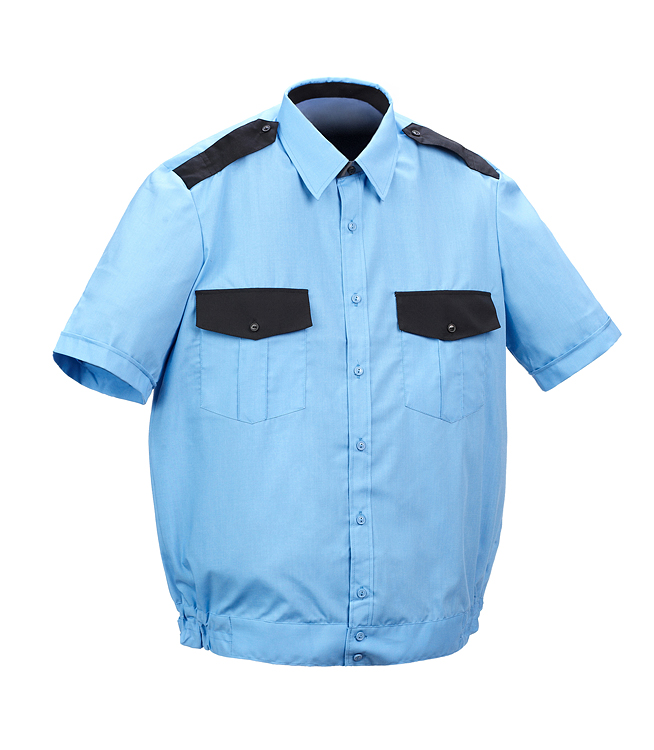 Рубашка мужская "Охрана" (короткий рукав) на резинке, голубая