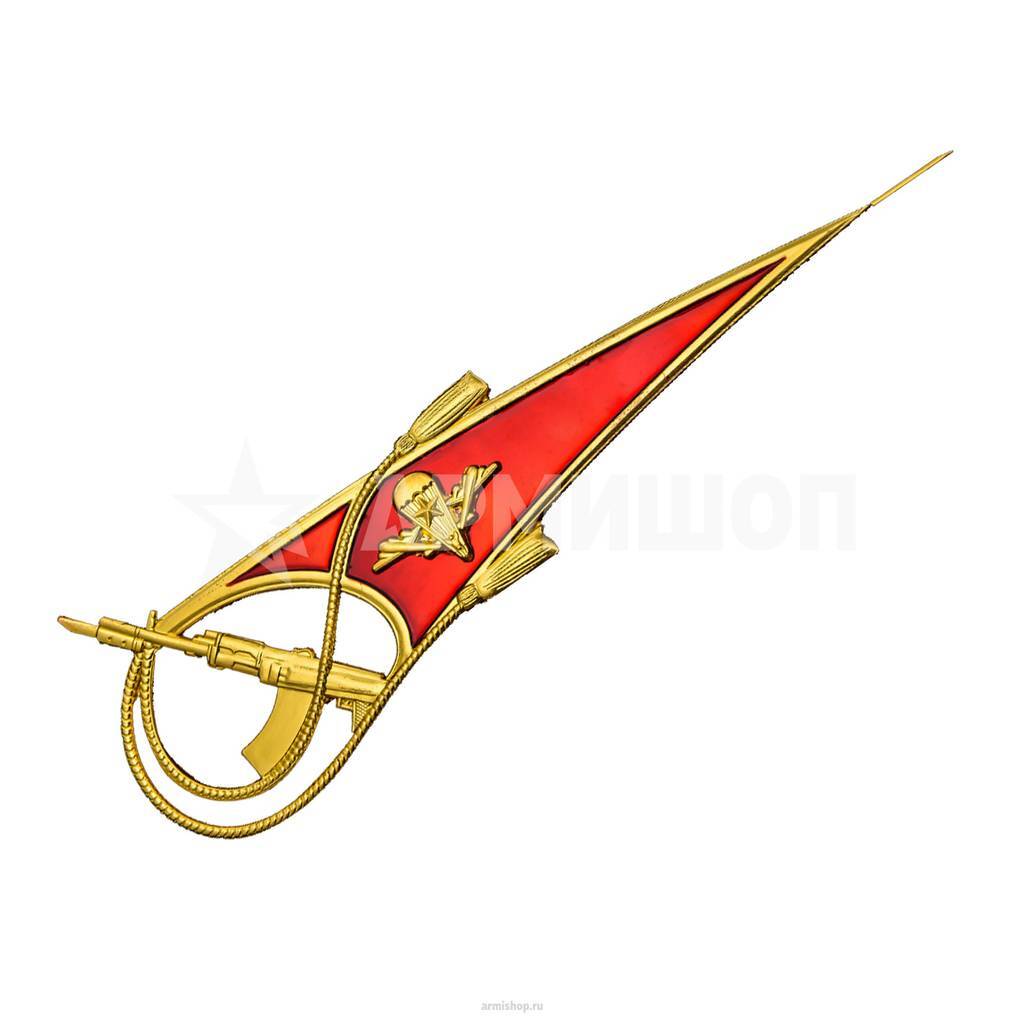 Уголок на берет ВДВ с автоматом. Красный