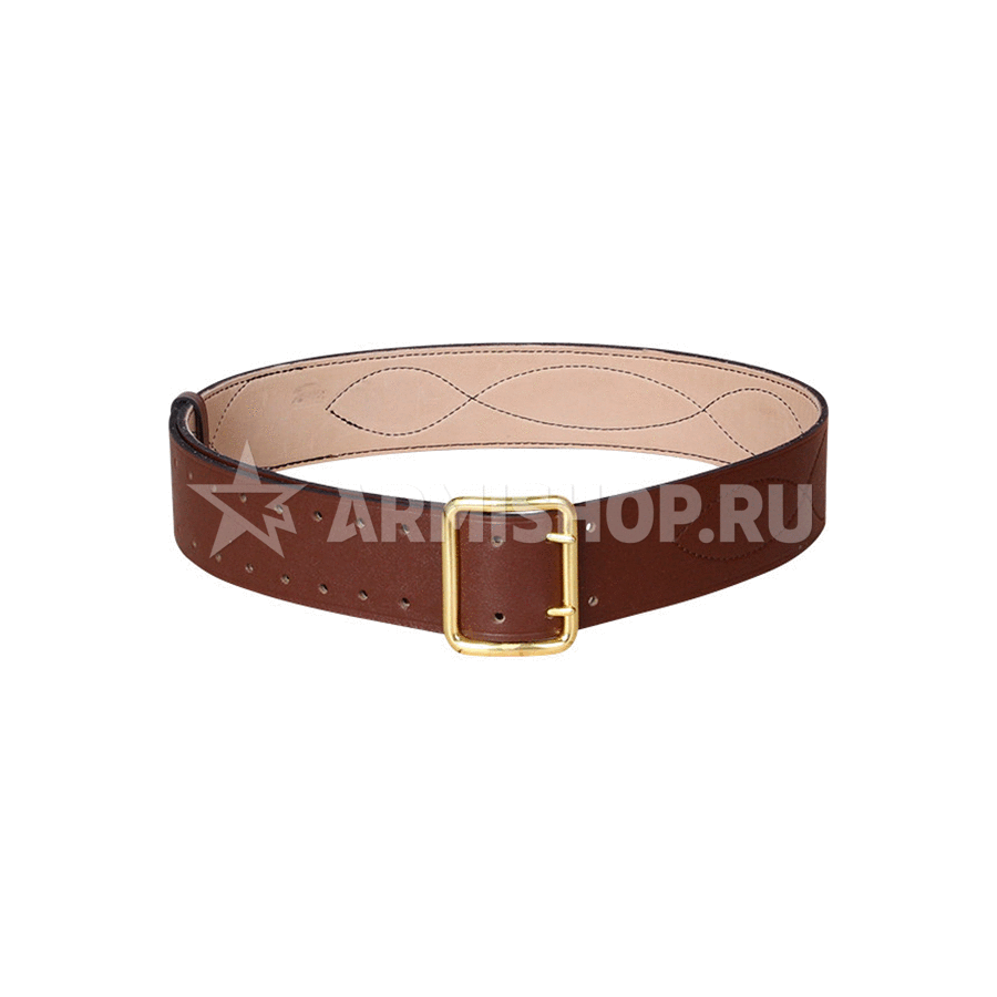 Ремень офицерский кожаный (кож. подклад). Коричневый