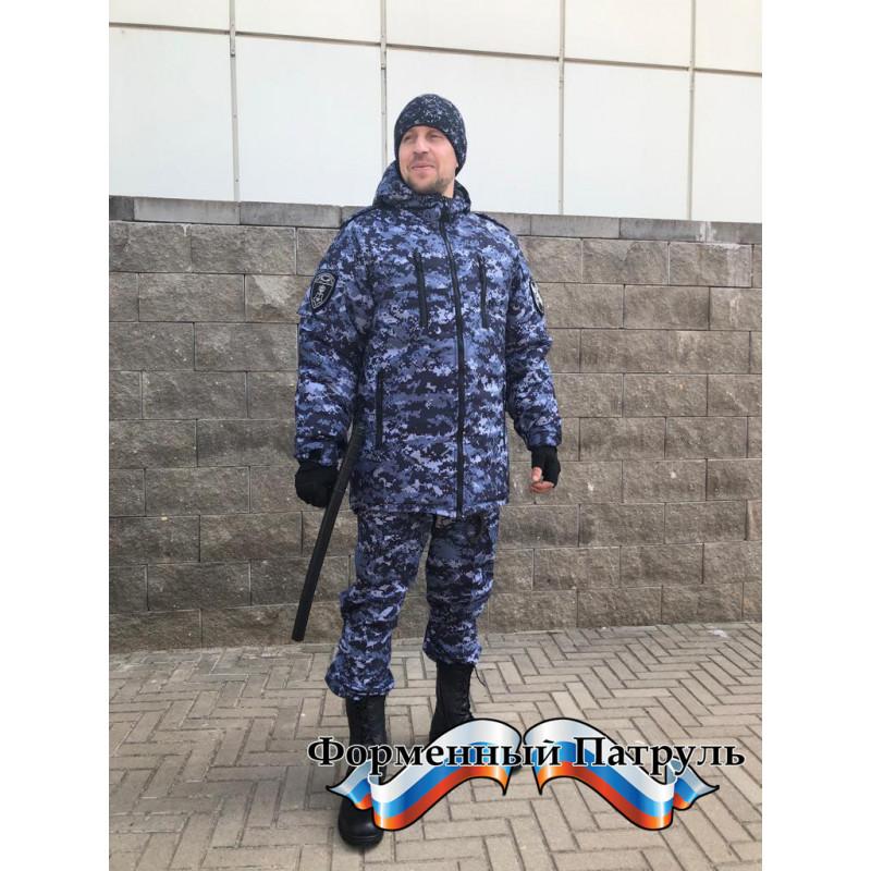 Бушлат зимний РОСГВАРДИЯ синяя точка (рип стоп - мембрана /холофайбер)