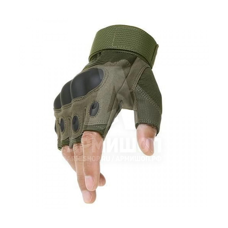 Перчатки тактические со вставкой беспалые, олива