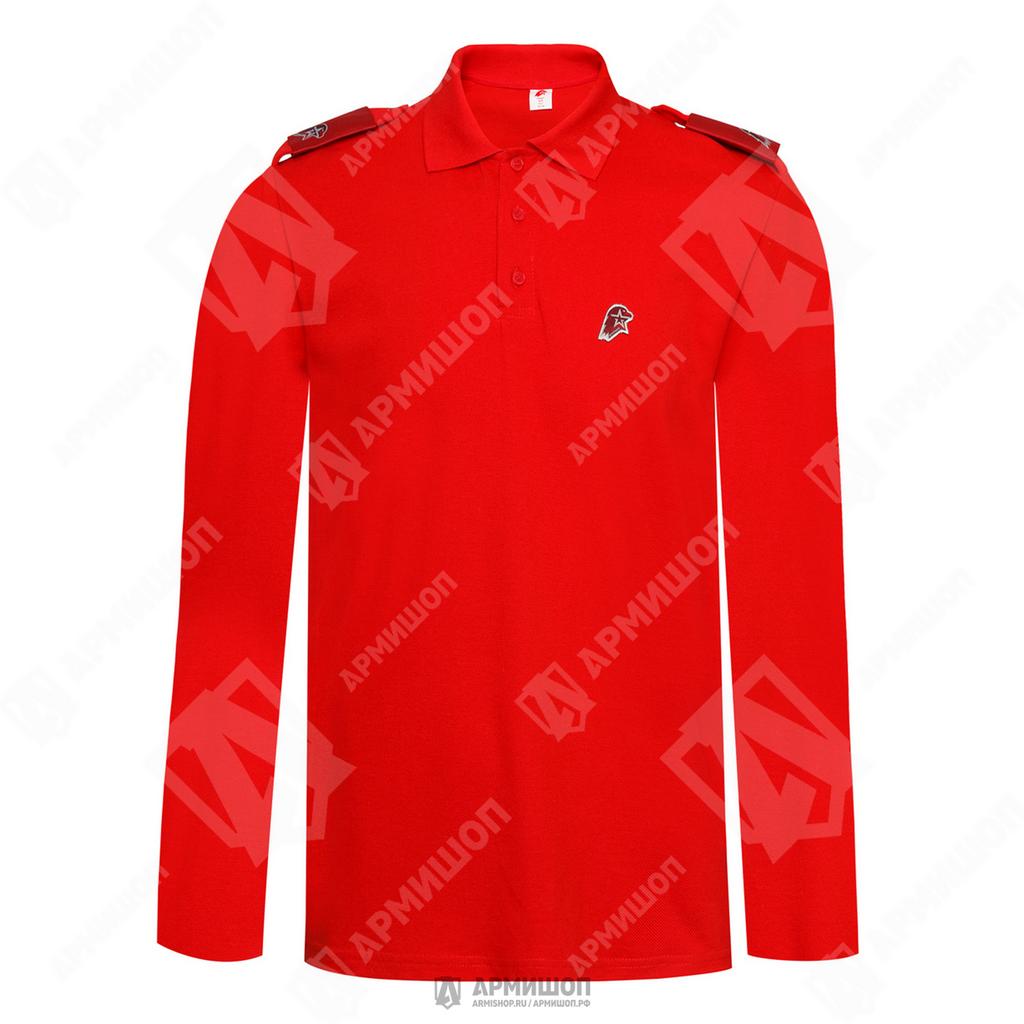 Рубашка-поло ЮНАРМИЯ красная, с длинным рукавом