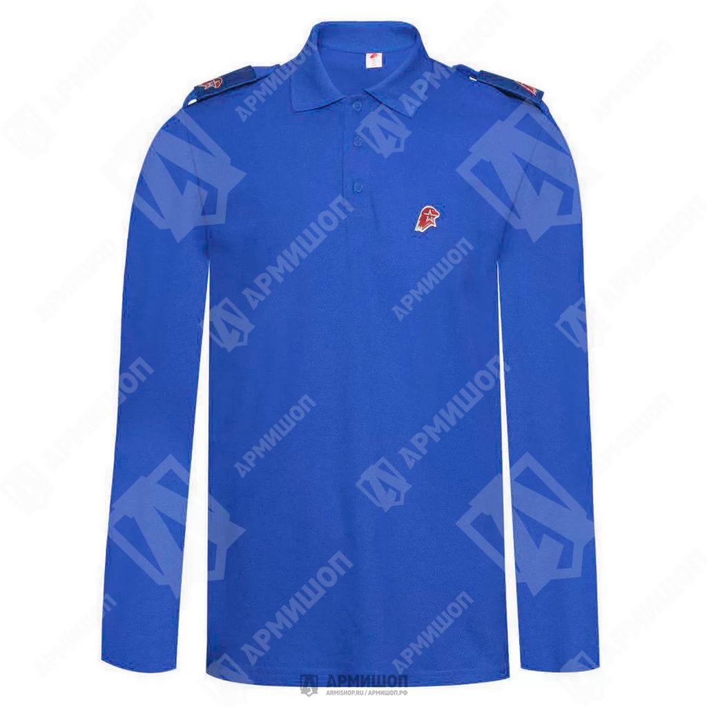 Рубашка-поло ЮНАРМИЯ синяя, с длинным рукавом