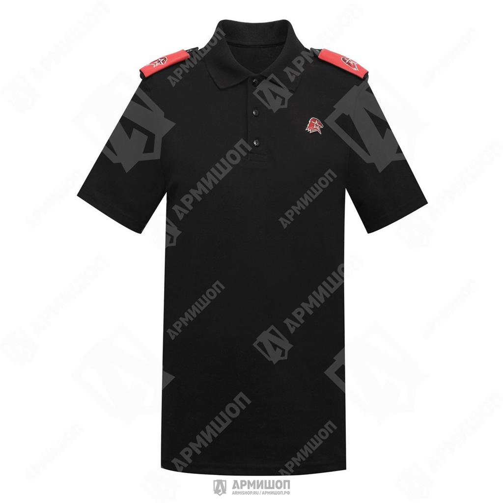 Рубашка-поло ЮНАРМИЯ черная, с коротким рукавом