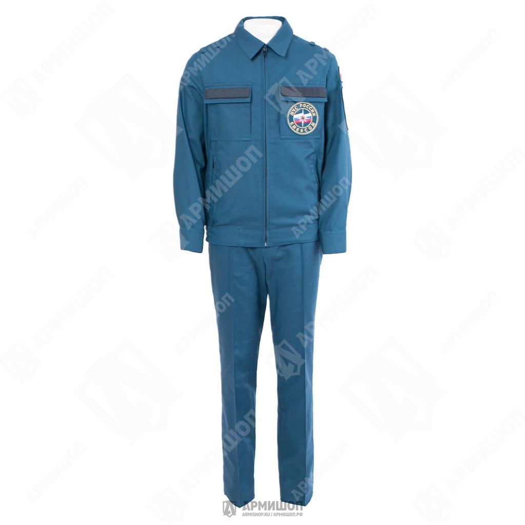 Костюм МЧС цвет Морская волна Габардин длинный рукав выш.шеврон