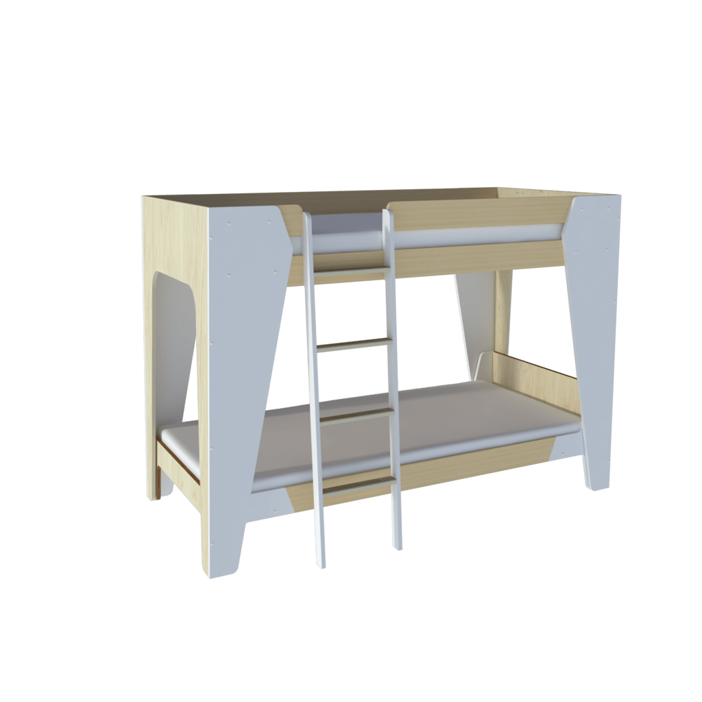 Кровать двухъярусная из фанеры и массива